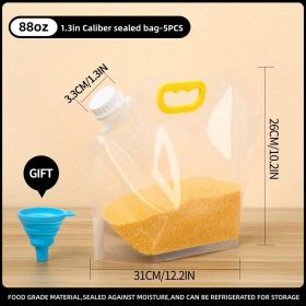 5pcs Food Storage Bags; Portable Folding Sealed Food Storage Containers With Lids; Clear Reusable Large Capacity Storage Bags; Moisture-proof Sea (capacity: 2.5 Liters (5 Packs))