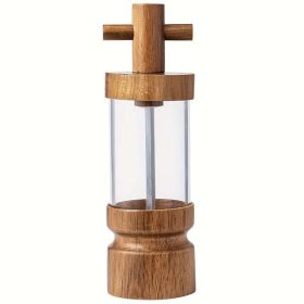 7 Inch Handle Manual Black Pepper Wood Grinder (Color: Natural, Type: Single)